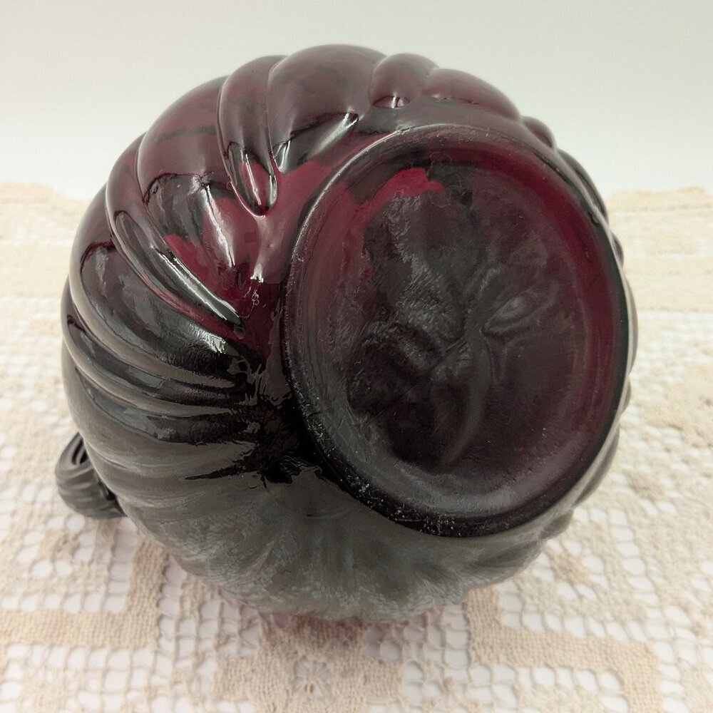 Vintage Anchor Hocking "Royal Ruby"  Red Tilt Ball Swirl Pitcher - 64 fl. oz. - Picture 6 of 7